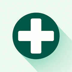 Obraz premium Medical Cross Icon in Green Circle – Minimalist Healthcare & Pharmacy Symbol 
