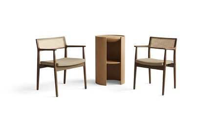 Fototapeta premium Modern Living Room Furniture with Two Chairs and Small Table