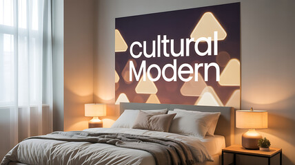 Cultural Modern design in a bedroom.
