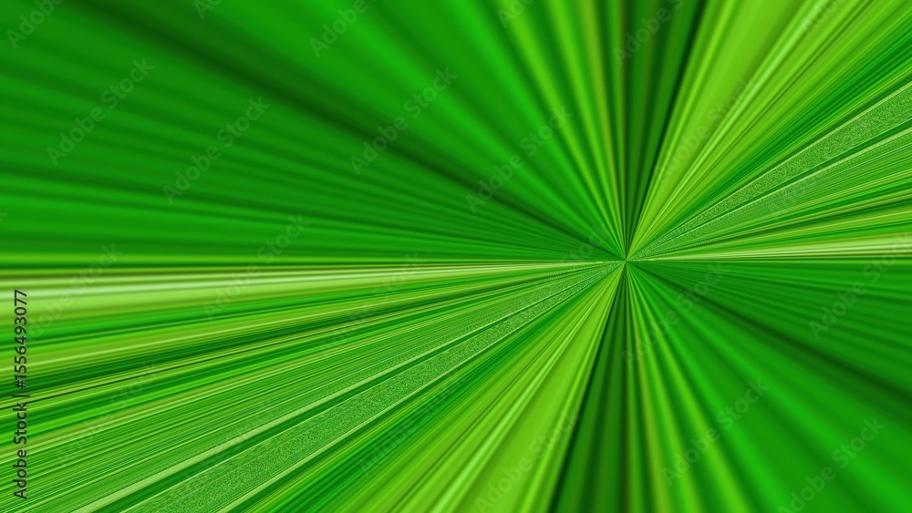 Poster illustration of a vibrant green abstract illustration showcases a radial burst pattern with radiatin