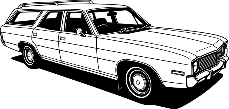 classic station wagon vector illustration
