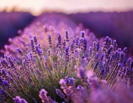 soft focus close up of vibrant purple lavender blossoms capturing nature s serenity