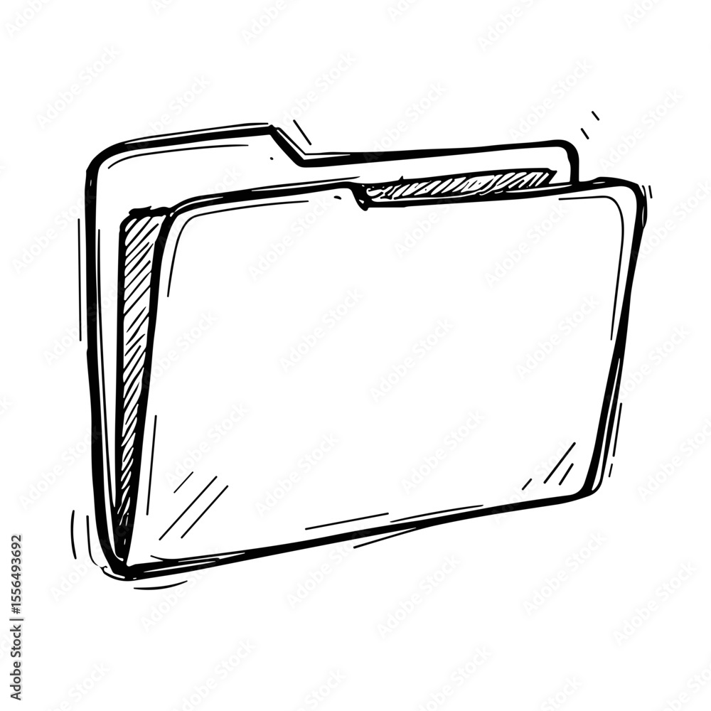 Poster doodle sketch vector icon of a folder for organization and document management concepts