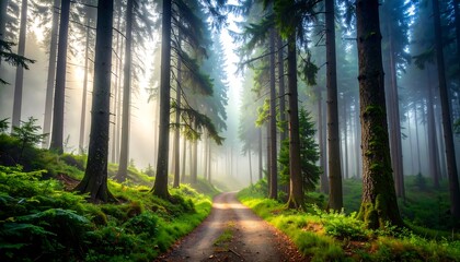 Obraz premium Misty forest path