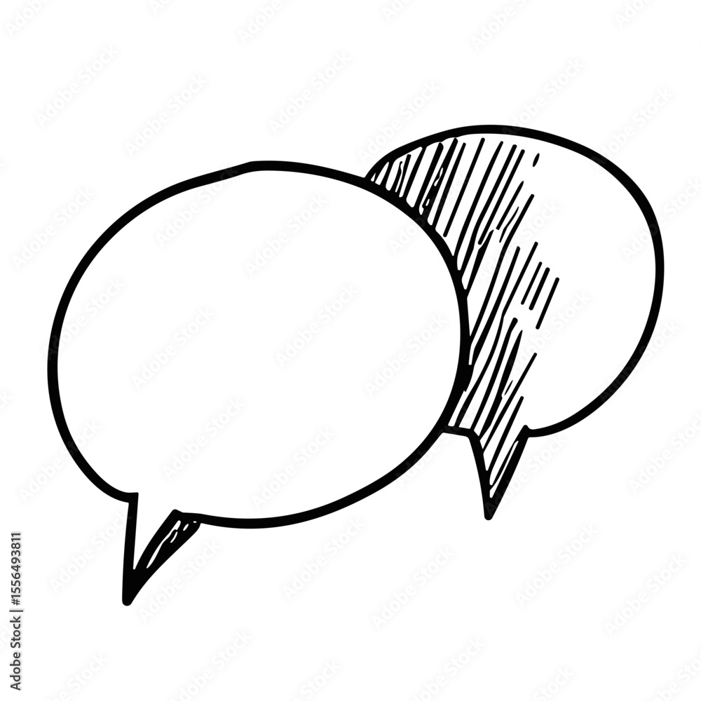 Aufkleber doodle sketch vector icon of speech bubbles for communication and conversation concepts