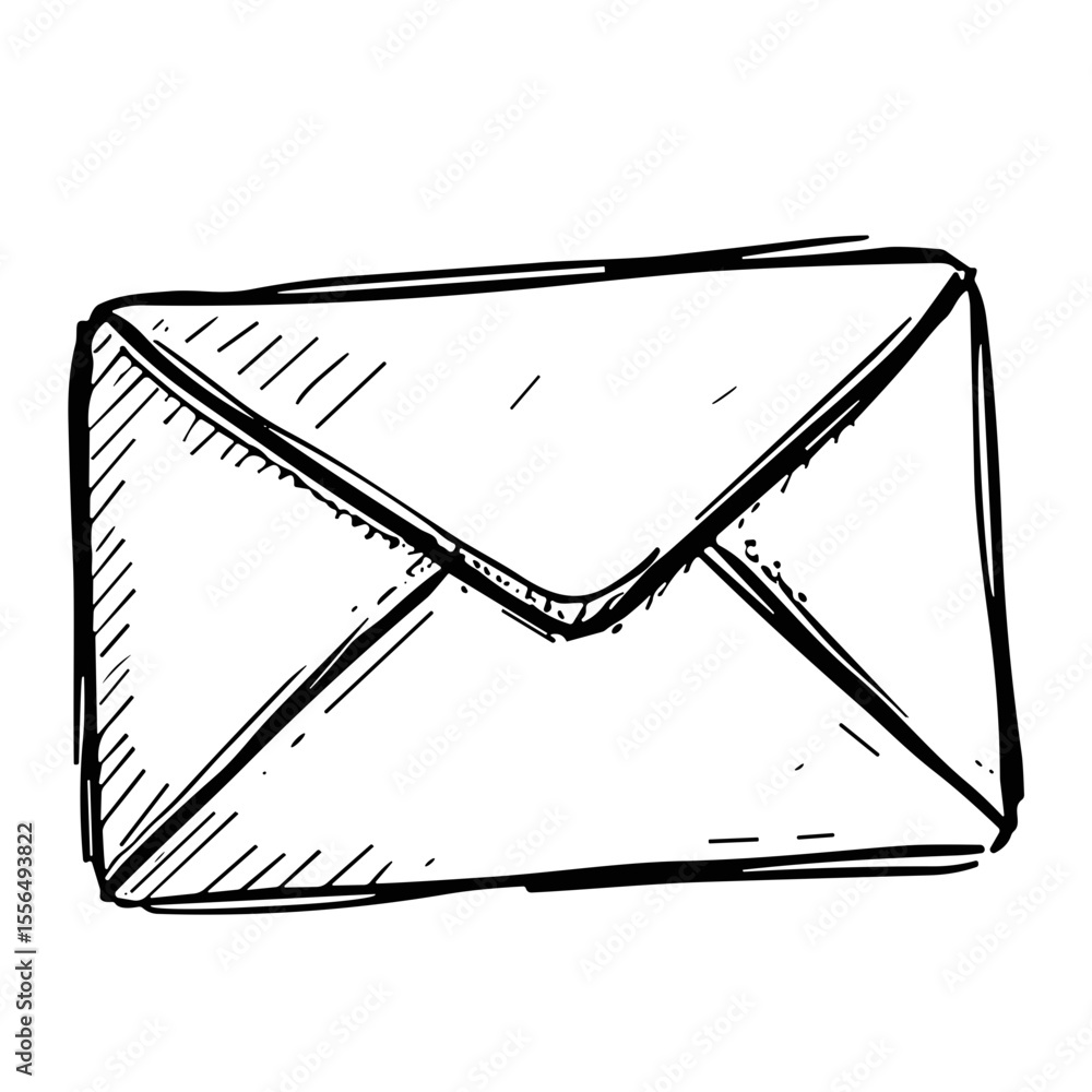 Poster doodle sketch vector icon of an envelope for communication and messaging concepts