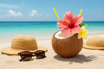 Tropical Coconut Drink With Hibiscus