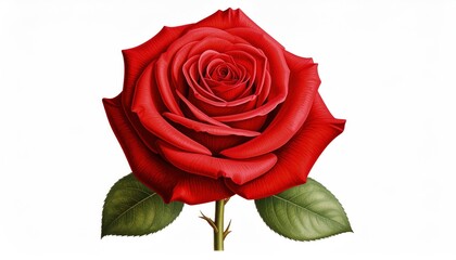 Naklejka premium Single red rose, detailed illustration