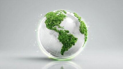 A globe covered in lush green foliage, symbolizing environmental sustainability.