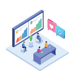 Obraz premium Modern digital marketing concept futuristic working scene vector art design 