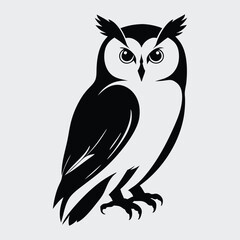 Owl Vector Art with Bold Lines and Stylized Features for Graphic Designers and Crafters
