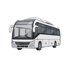 Sleek White Tour Bus Illustration for Transportation Services and Travel Adventures Graphic resource isolated against black background