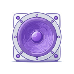 Fototapeta premium Isolated audio speaker icon purple design. Music equipment for sound system and entertainment. Colorful square loudspeaker isolated vector illustration.