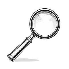 Engraved Magnifying Glass Illustration on Black Background