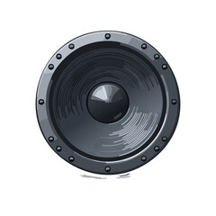 Fototapeta premium Speaker icon with metallic frame on dark backdrop audio equipment for sound reinforcement and studio work speaker unit