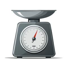 Analog Weighing Scale Illustration with Bowl and Red Pointer, Measurement Instrument