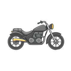 Fototapeta premium Illustration of a Sleek Gray Motorcycle on Black Background Side View Transportation Concept Vehicle Recreation