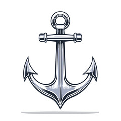 Classic Tattoo Style Anchor Illustration Isolated on Black Background for Marine and Nautical Themes
