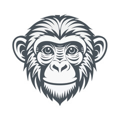 Obraz premium Stylized Gorilla Face Illustration Primate Animal Head Graphic Emblem Mammal Wildlife Creature Mascot Cartoon Logo Isolated on Black