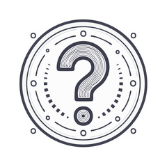Stylized Question Mark Icon In Geometric Circle Design With Concentric Lines