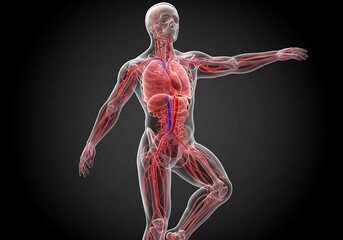 3d human body with all blood vessels