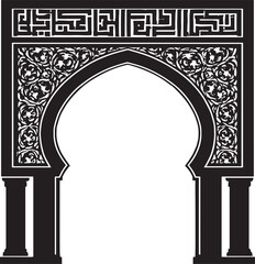 "Islamic Minar and Door  Vector – Architectural Silhouette Design