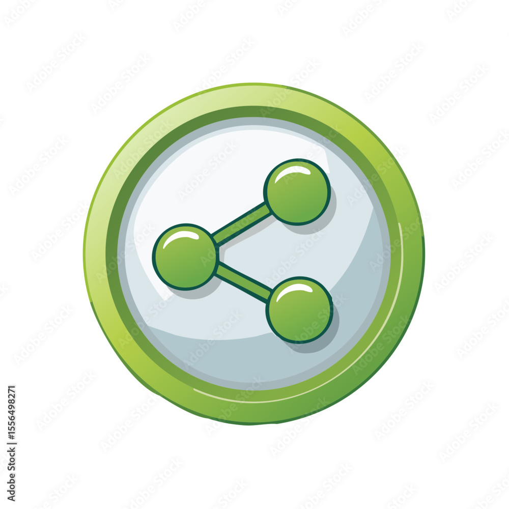 Poster green share button icon graphic on black background with simple design