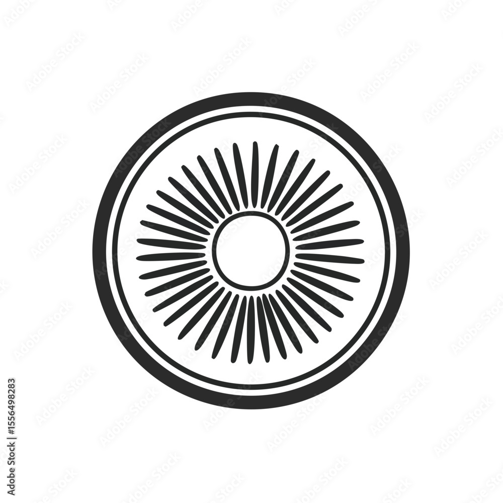 Poster circular sunburst element simple design geometric sun rays rays of light icon design black backgroun