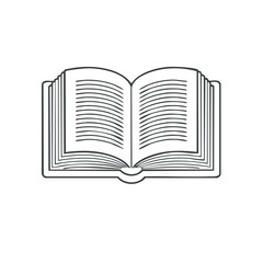 Open Book Line Art Illustration for Education Literature Reading and Knowledge Concepts