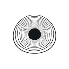 Fototapeta premium Abstract minimalist black and white circular concentric lines ripple design vector art, optical illusion, hypnotic element on dark background