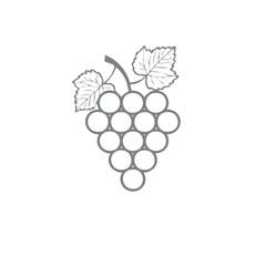 Elegant Grape Cluster and Leaves Graphic Design on Black Background