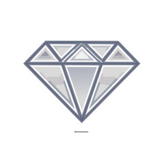 Shiny Diamond Illustration with Facets Sparkling Symbol on a Black Background