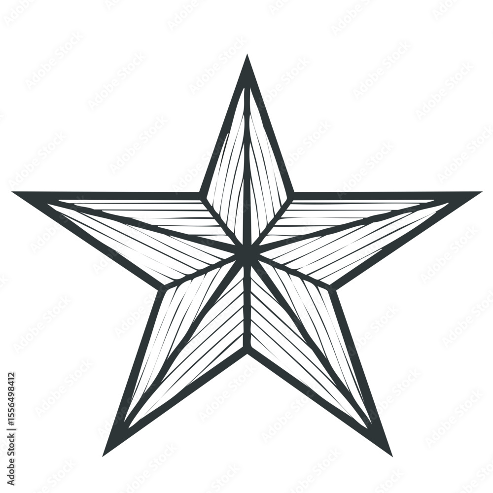 Fototapete modern five point star graphic illustration geometrical design on black background symbolic element 