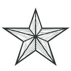 Obraz premium Modern five point star graphic illustration geometrical design on black background symbolic element concept with striped pattern