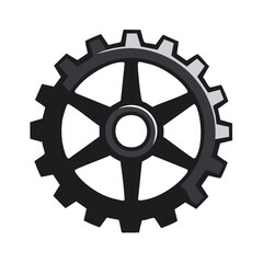 Dark Gray Cogwheel Mechanism Graphic on Black Background, Engineering Technology