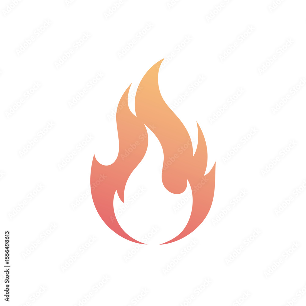 Poster stylized flame design with gradient color on black background for decoration and icon use