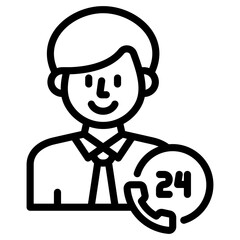 24 Hours Support Icon