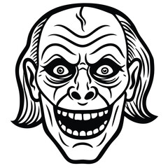 A vector illustration of a cartoon skull with a funny, happy, or angry face, perfect for Halloween or comic art