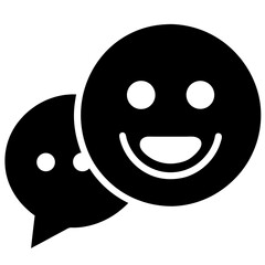Fototapeta premium Chat with Emoji vector icon on white background