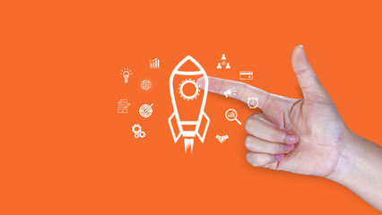 Are you ready business concept, Startup business support, motivation and get ready, rocket...