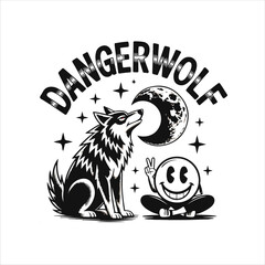 Tattoo art features Danger wolf design black and white
