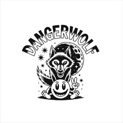 Tattoo art features Danger wolf design black and white