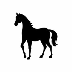 Black horse silhouette vector illustration of a running stallion