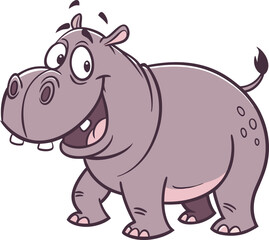 Fototapeta premium Cheerful Cartoon Hippopotamus illustration