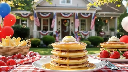 "Patriotic Celebration with Delicious Pancakes" - Powered by Adobe