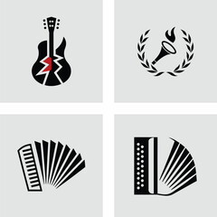 Musical Instrument Icons Guitar, Accordion, and Award-Winning Sound