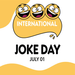 International Joke Day Graphic with Laughing Emojis and Bold Typography  Bright Orange Background Celebration Design