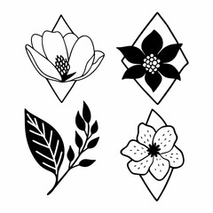 set of floral elements