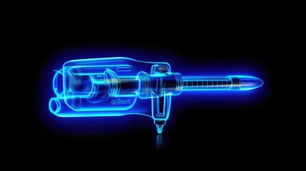 Transparent Blue Technical Diagram on black background 


