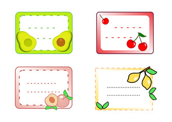 set of fruit labels